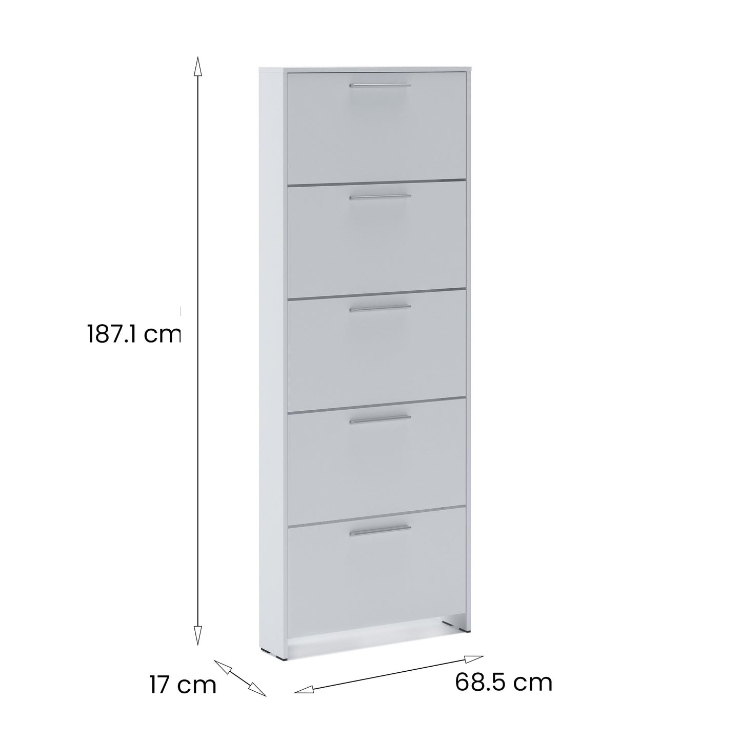 Shoe Rack Campania, Mobile Shoe Rack, Multi-Use Entrance Wardrobe, Shoe Cabinet, 69X17H187 Cm, White