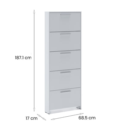 Shoe Rack Campania, Mobile Shoe Rack, Multi-Use Entrance Wardrobe, Shoe Cabinet, 69X17H187 Cm, White