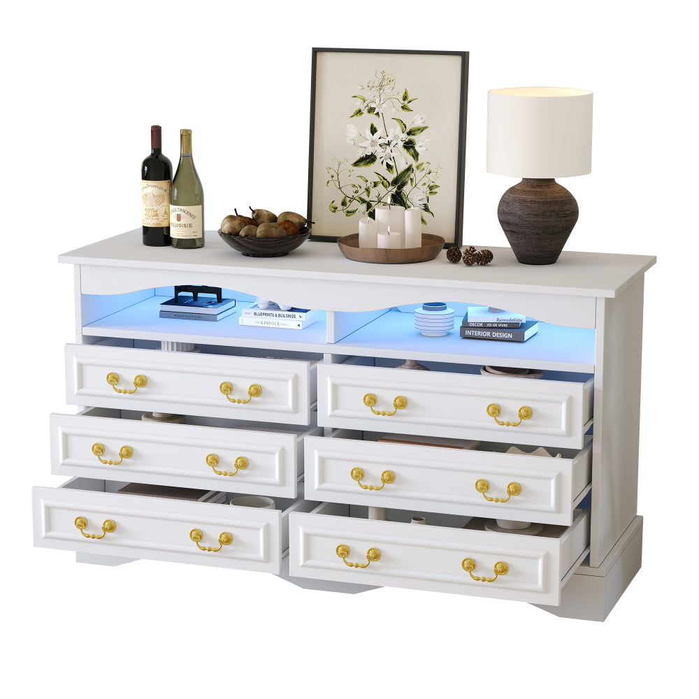 Opbergkast – Ladenkast – Sideboard – Dressoir – Kast Wit – Modern Design – 6 Laden – 120 cm Breedte
