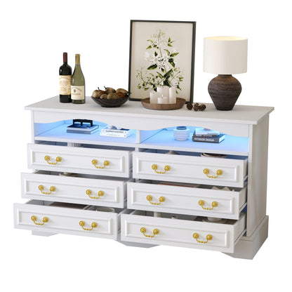 Opbergkast – Ladenkast – Sideboard – Dressoir – Kast Wit – Modern Design – 6 Laden – 120 cm Breedte