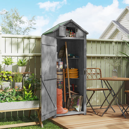 Tuinhuisje – Tuinschuur – Gereedschapsschuur – Berging – Opbergkast – Hardhouten Constructie – Bitumineus Dak – 77x54x179 cm – Grijs