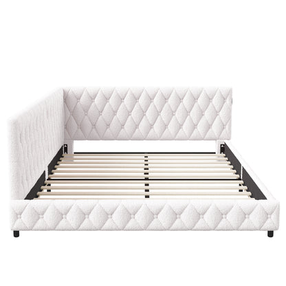 Upholstered Bed – Bedbank – Sofa Bed – Daybed – Slaapbank – Teddy Velours Stof – 140x200 cm Met Lattenbodem