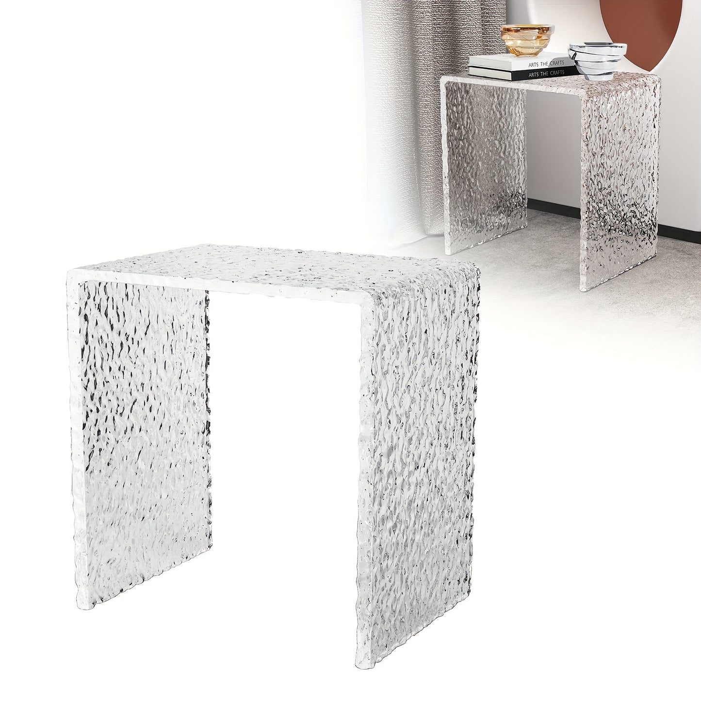 Bijzettafel – Side Table – Salontafel – Nachtkastje – Banktafel – Transparant Acryl – Compact & Stevig – 42x40x29 cm