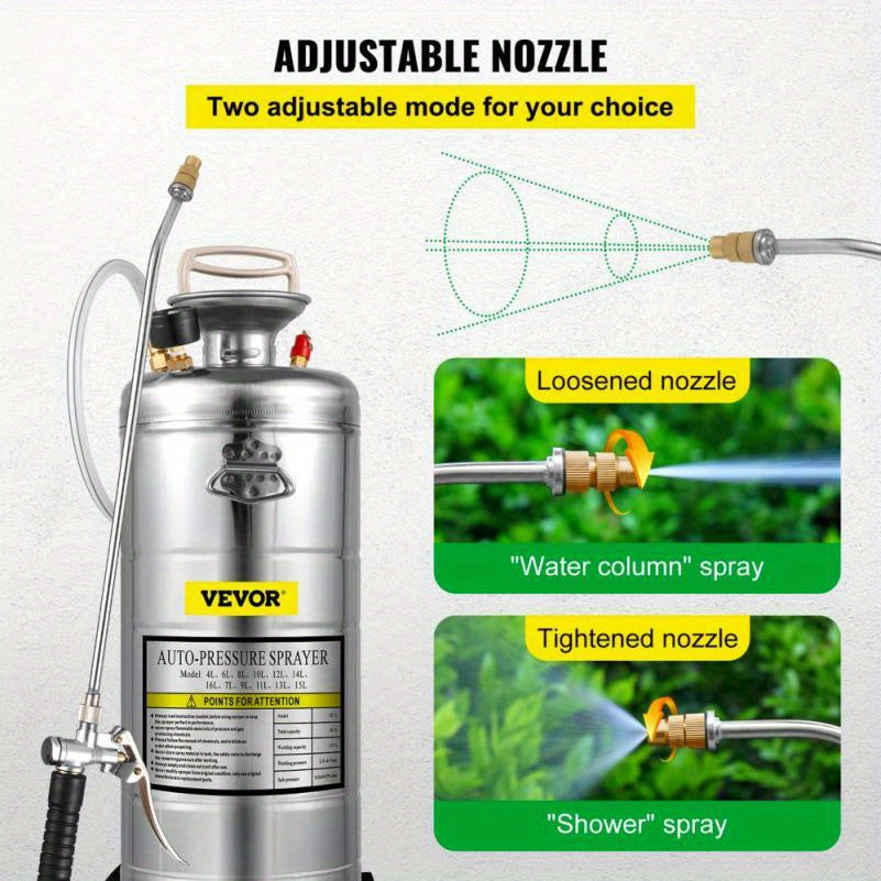 Drukspuit – Druksproeier – Plantenspuit – Rugzakspuit – Spuitfles – 12 liter Inhoud – Roestvrij Stalen Behuizing