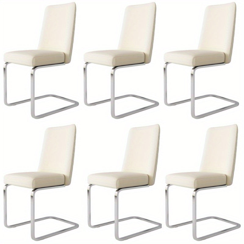 Eetkamerstoel – Stoel – Armstoel – Dinersstoel – Loungestoel – Set Van 6 – Beige Velvet Met Ruitmotief – Zilverkleurige Metalen Poot
