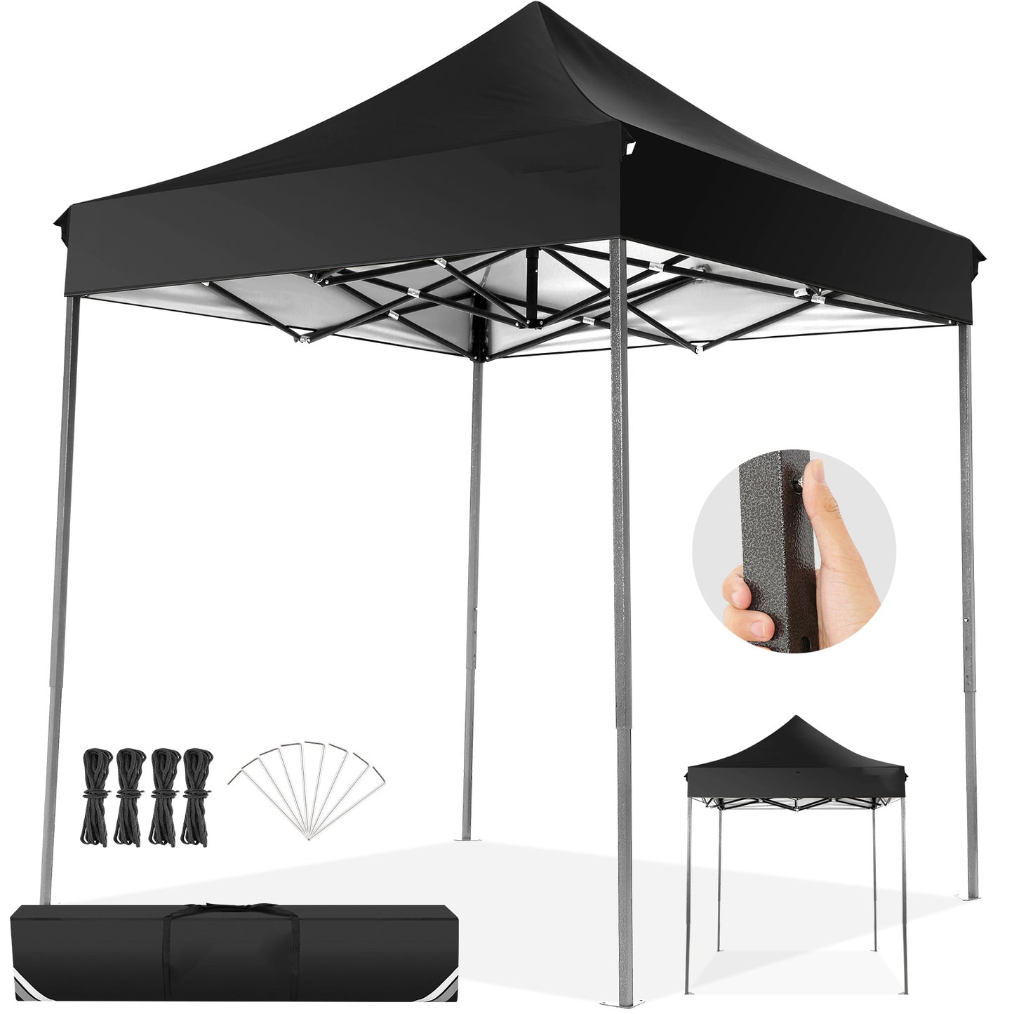 2x2M Pop-Up Canopy Tent Temporary Shelter Without Sidewalls Easy To Set Up Outdoor Canopy UPF 50+ Instant Party Tent With Carry Bag Quick To Assemble By One Person Suitable For Outdoor Events Gardens Commercial Use And Market