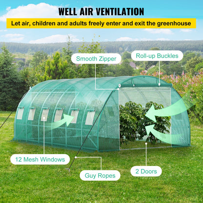 Tunnelkas – Kweekkas – Serre – Groentekas – Plantentunnel – Stevig Gegalvaniseerd Stalen Frame – Waterdichte UV-bestendige PE Folie