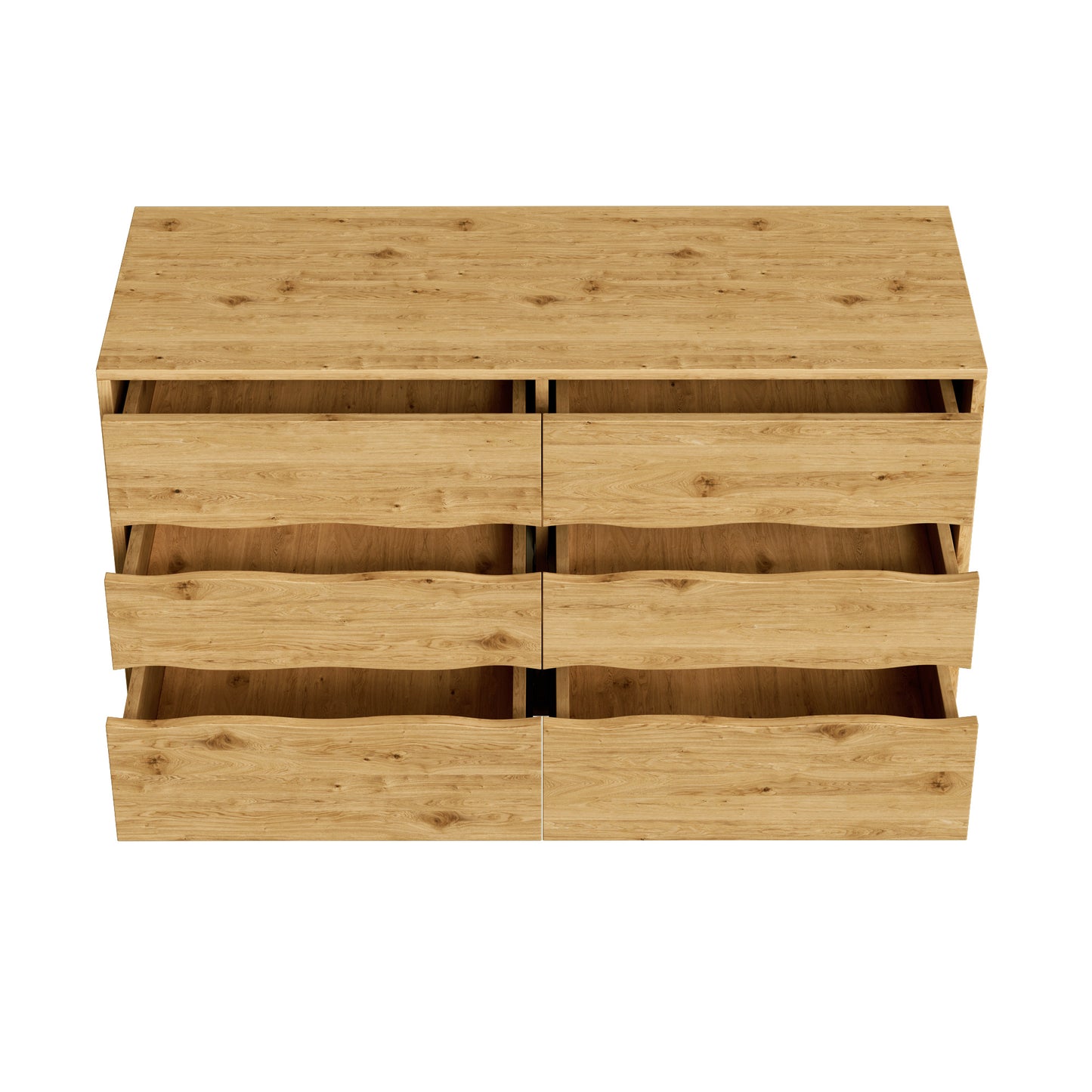 Sideboard – Dressoir – Opbergkast – Kast – Kledingkast – Scandinavisch Design – 6 Ruime Lades  – Natuurlijke Houtlook – 120x40x75,5 cm