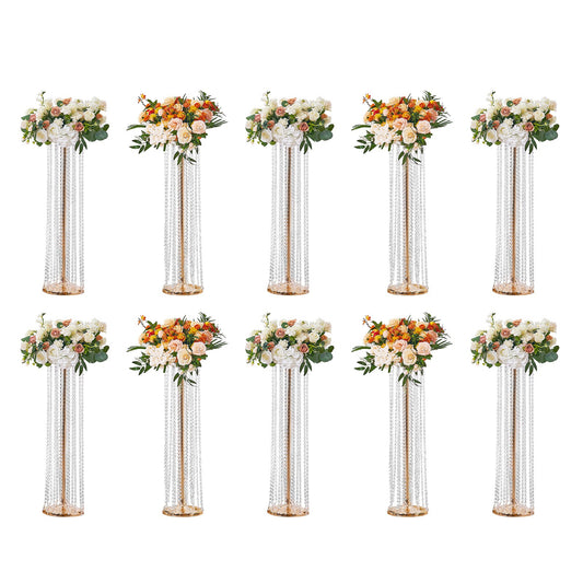 Bloemenstandaard – Plantenstandaard – Bloemenrek – Plantenrek – Bloementrap – Kristallen Design – 90 cm Hoog – Goud Metalen Frame