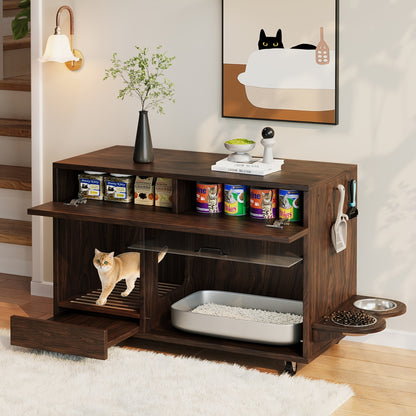 TV-Stand – Tv-Meubel – Media Meubel – Kast Voor TV – Tv-Commode – Modern Design – Marmeren Bovenblad – Push-to-Open Deuren – 160 cm Breed – Geschikt Voor 70 Inch – Grijs