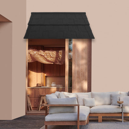 2pcs Metal Tile Shaped Awnings | Black, Window Awnings by NaMaSyo, Size 134*42CM