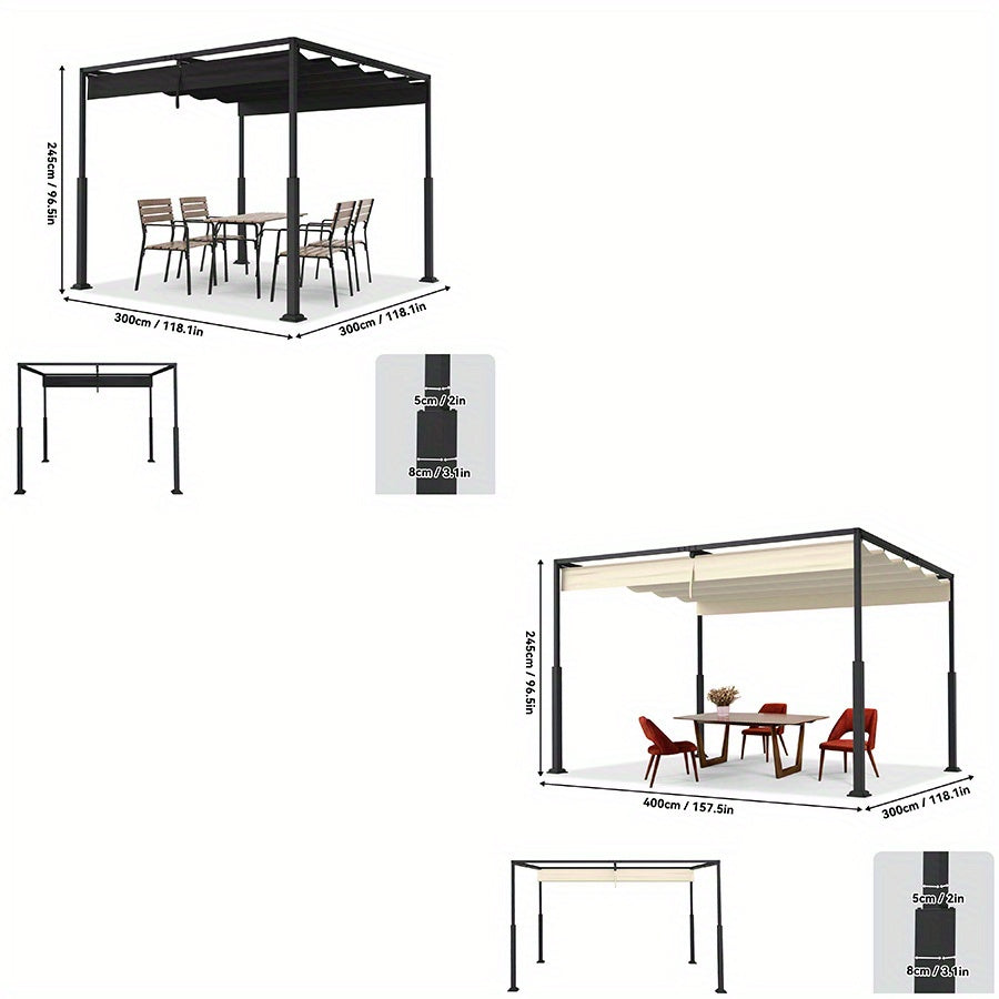 Tuinpaviljoen – Pergola – Partytent – Prieel – Overkapping – Verstelbare Zonwering – 3x3 Meter – Aluminium
