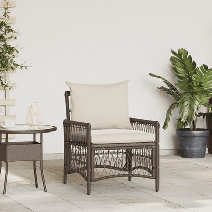 Tuinstoel Set – Gartenstuhl – Buitenstoel – Patio Stoel – Rattan Stoel – Met Kussen – 60x70x78 cm – Poly Rattan – Beige