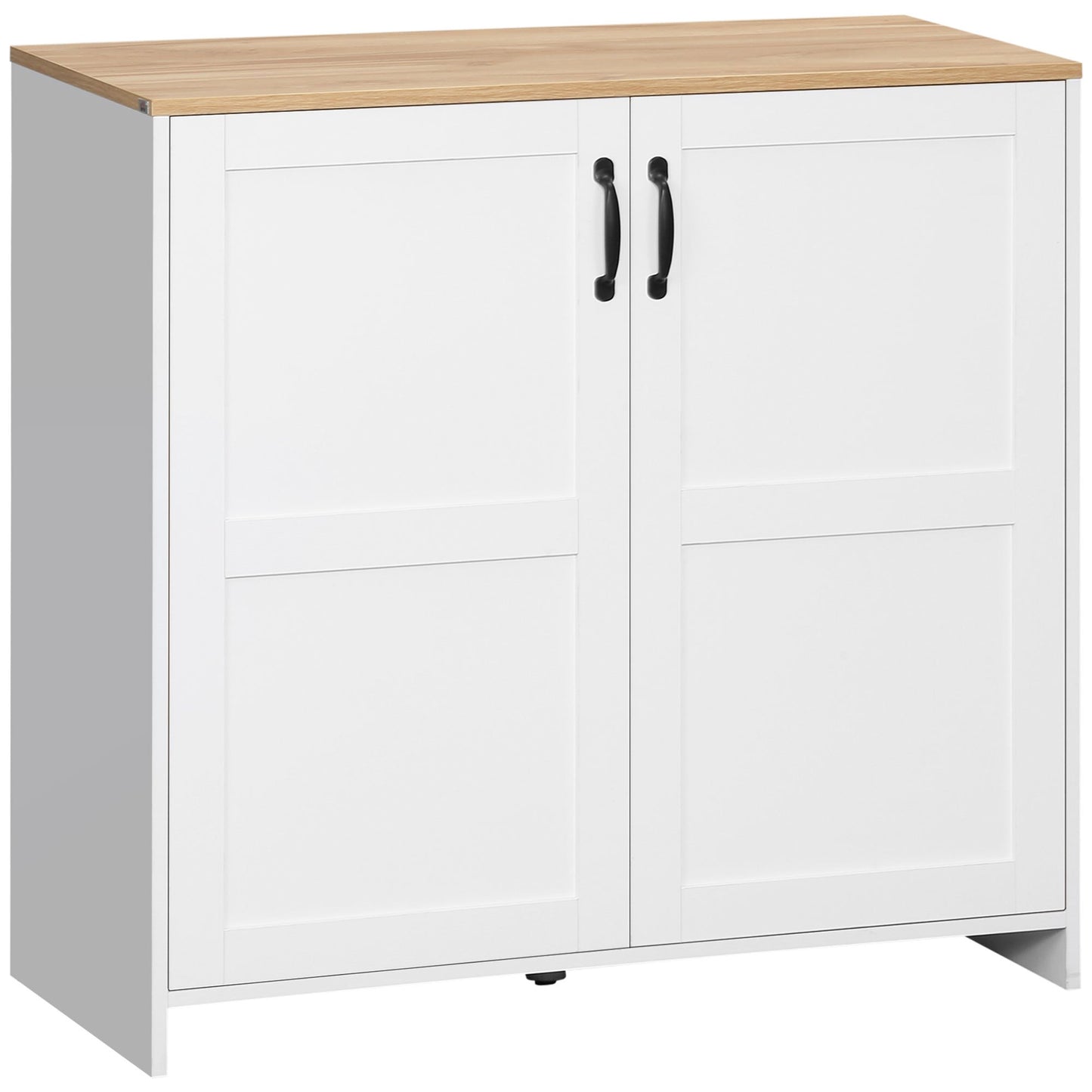 Buffetkast – Opbergkast – Dressoir – Wandkast – Keukenmeubel – Wit Met Houtlook – 90 x 39,5 x 88 cm – Twee Verstelbare Planken