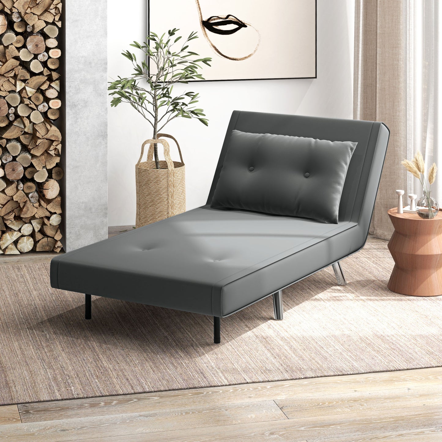 Armchair, Folding Chair with Bed Function, Single Sofa with Cushion, Guest Bed, Upholstered Sofa with Velvet Look, for Living Room, Bedroom, Blue, 77 X 88 X 83 Cm
