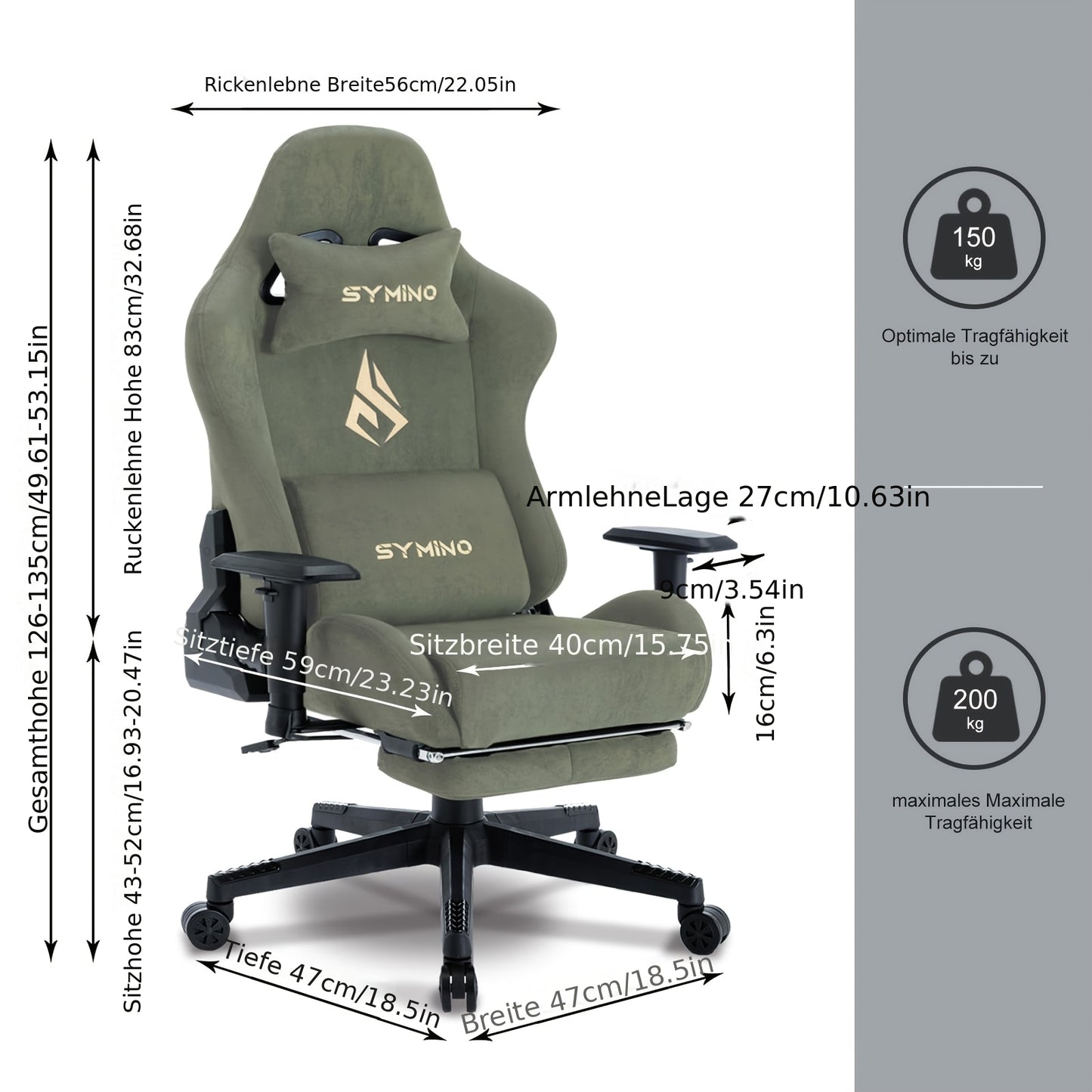 Ergonomische Gamingstoel – Bureaustoel – Gamer Stoel – Draaistoel – Comfortstoel – Met Verstelbare Rugleuning & Geheugenfoam Zitkussen – Stevig Metalen Frame – Groen