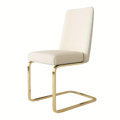 Eetkamerstoel – Kuipstoel – Woonkamerstoel – Loungestoel – Stoel – Velvet Bekleding – Gouden Metalen Poten – Diamond Design – Set Van 2 – Beige