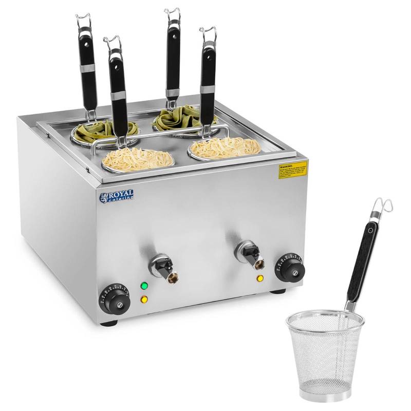 Pastakoker – Pastapan – Spaghettikoker – Dumplingkoker – Stoompan – 2 Kamers Met Kraantjes – RVS & 2x1500W Vermogen