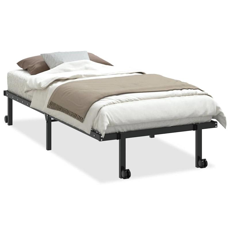 Bedframe – Inklapbaar Bedframe – Vouwbed – Stalen Bedframe – Opvouwbaar Bed – Stevig Stalen Frame – Ruimtebesparend Design – Maat 90x200 cm – Zwart