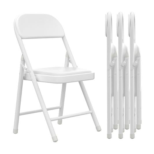 Klapstoel – Vouwstoel – Opvouwbare Stoel – Stapelbare Stoel – Zwarte Set – Metalen Frame – Memory Foam Zitting