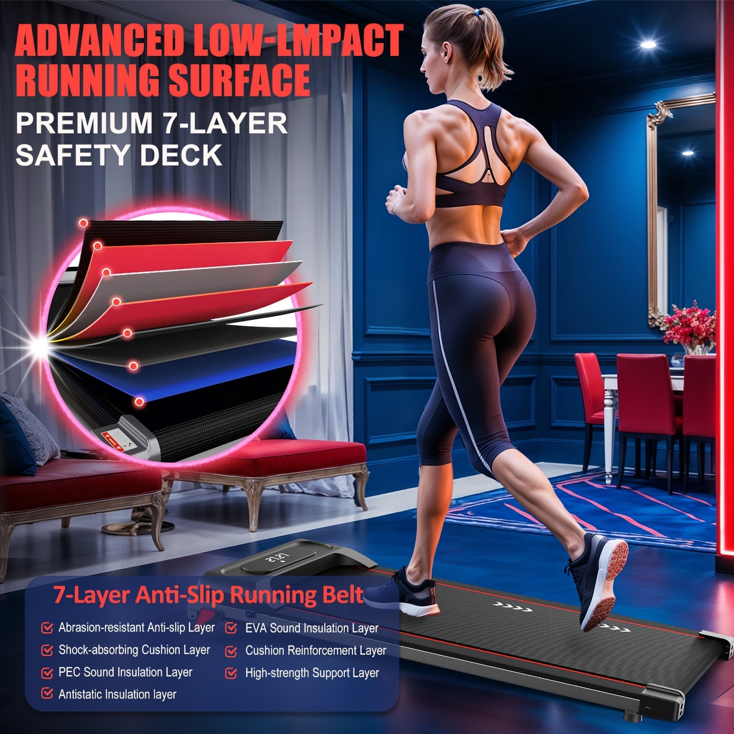 Loopband – Wandelband – Hardloopband – Walking Pad – Treadmill – Inklapbaar – 2,25 PK Motor – 4% Hellingsfunctie