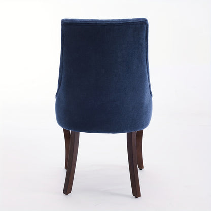 Rayon Fabric Flocked Linen Dining Chairs, Passageway Kitchen Dining Chairs, Comfortable Fabric Upholstered Dining Chairs with Curved Solid Wood Legs, Set of 2 (Blue), Dining Room Table And Chair Set, Dining Table Chair, Dinin