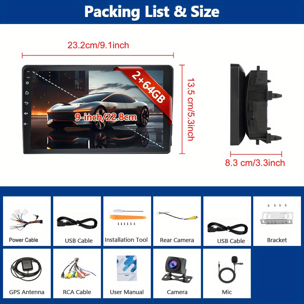 Autoradio – Car Stereo – Auto Multimedia – Navigatiesysteem – Autoplayer – Android 15.0 – Wireless CarPlay & Android Auto – 9 Inch HD IPS Touchscreen – AHD Achteruitrijcamera & Stuurwielbediening – Geschikt Voor Toyota Auris 2013-2015
