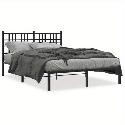 Bedframe met hoofdbord metaal zwart 140x200cm