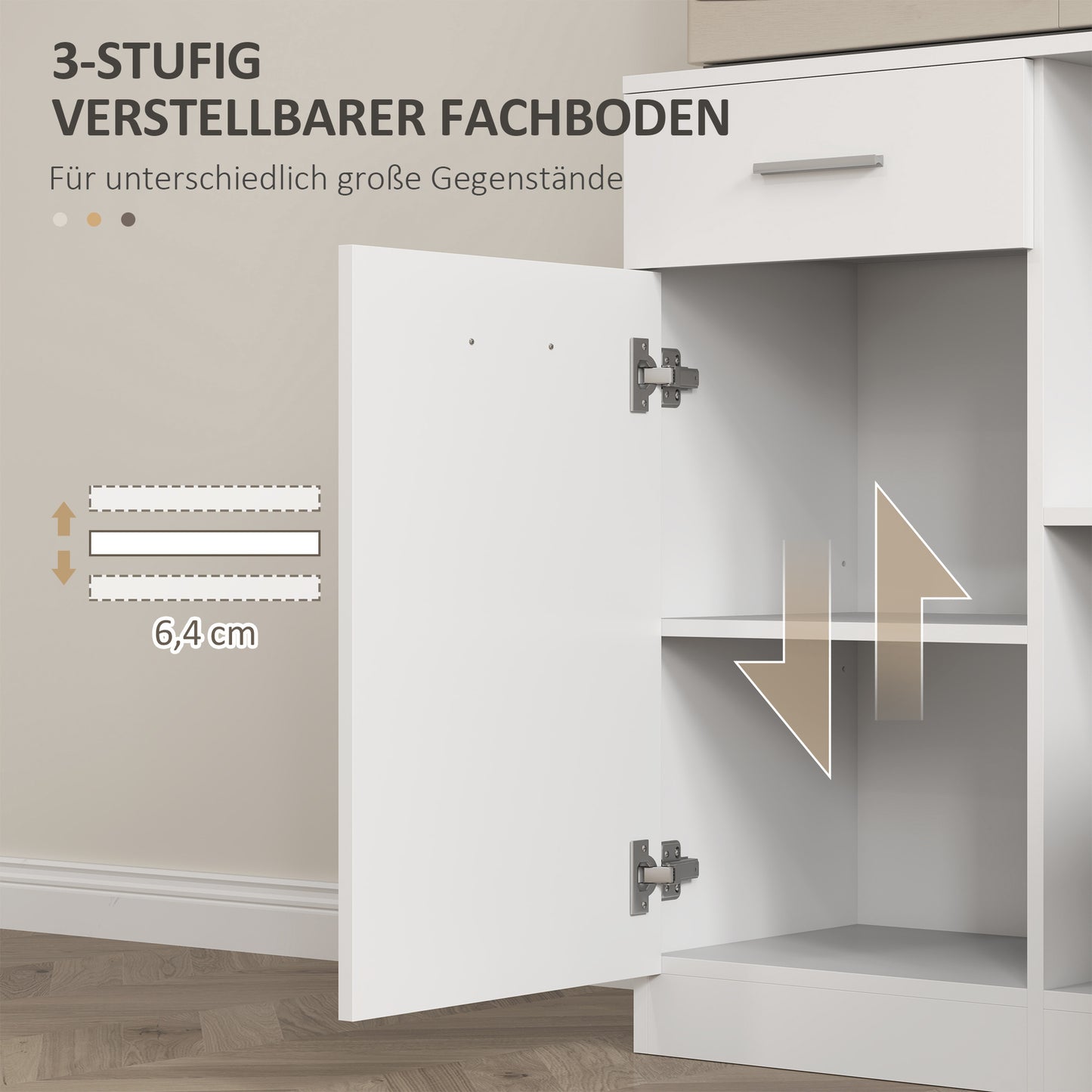 Buffetkast – Keukenkast – Opbergkast – Dressoir – Kast Met Lade – Wit – Soft-Close Deuren – 80x35x180 cm
