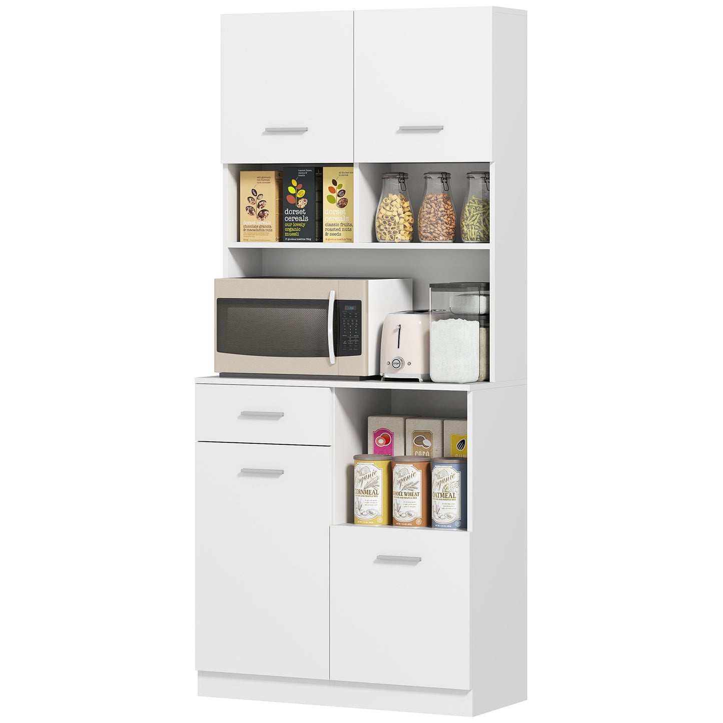 Buffetkast – Keukenkast – Opbergkast – Dressoir – Kast Met Lade – Wit – Soft-Close Deuren – 80x35x180 cm
