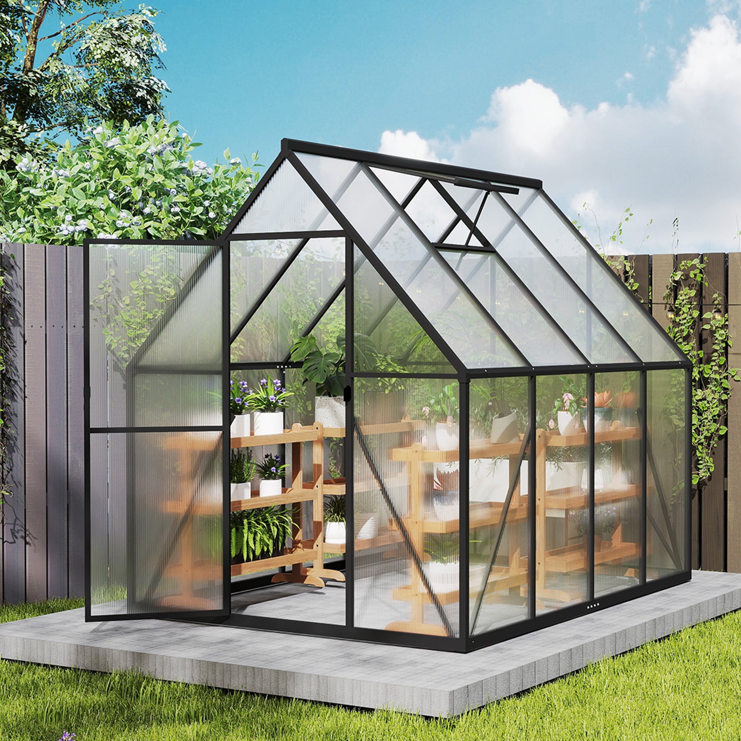 Kas – Serre – Tuinkas – Groentekas – Plantenkas – Aluminium Frame – 6,12 m² met 4 mm Polycarbonaat Panels – UV Bestendig – 340x180x195 cm