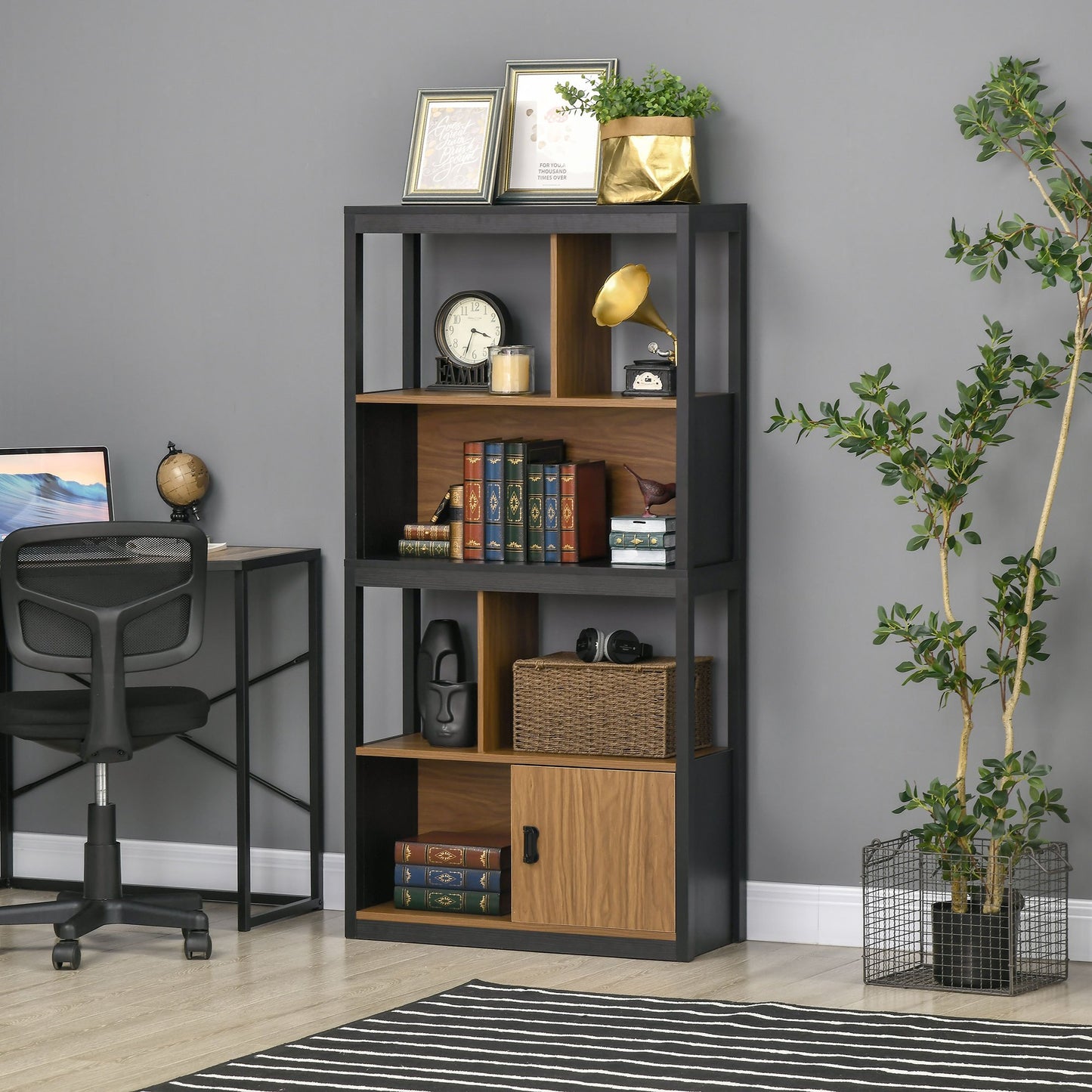 houten plantenbak – bloembak – plantenbak op poten – verhoogde plantenbak – buitenbak – geolied grenenhout – 6 compartimenten – felt drainage – 78x58x81 cm – met onderplank