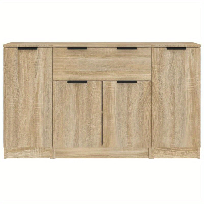 Modern Minimalist Sideboard with Drawers & Shelves - Light Wood Finish, Contemporary Design for Living Room or Bedroom, Space-Saving Storage Furniture, Bedroom Storage Furniture, Sleek Furniture Piece, Smooth Finish Furniture