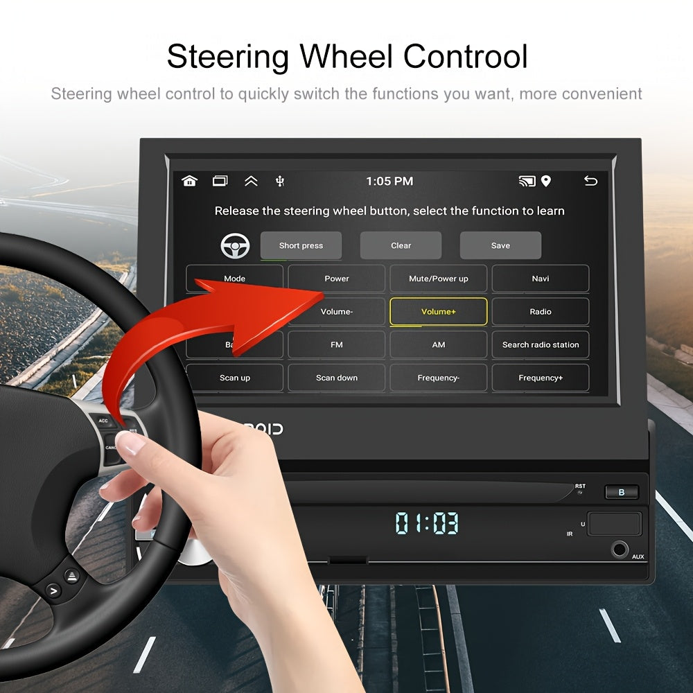 Android Car Radio – Autoradio Multimedia Speler – GPS Navigatie – Touchscreen 7 Inch – 1 DIN – WiFi Verbinding – Bluetooth – Inclusief Achteruitrijcamera – 4GB+64GB Geheugen