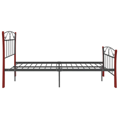 Bedframe – Bedframe Metalen Frame – Tweepersoonsbed – Bedombouw – Slaapbank – 120x200 cm – Gepoedercoat Staal – Donker Hout Accent