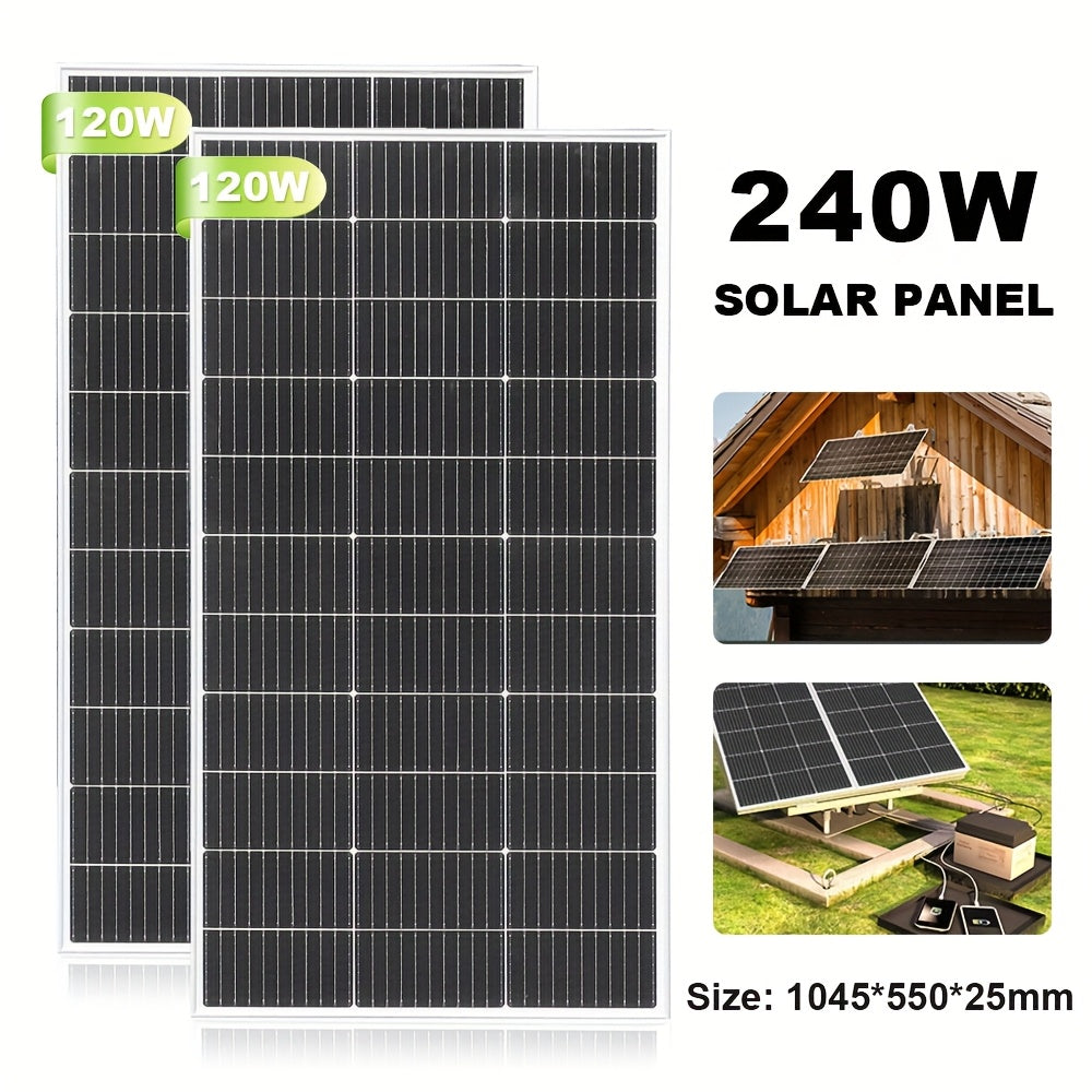 240W Zonnepanelenset – Monokristallijne Zonnepanelen – Solar Modules – Off-Grid Panels – Camper Zonnepanelen – Compact Formaat – 12V/24V Systeem Compatible