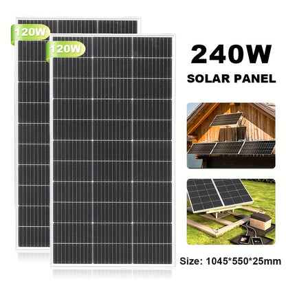 240W Zonnepanelenset – Monokristallijne Zonnepanelen – Solar Modules – Off-Grid Panels – Camper Zonnepanelen – Compact Formaat – 12V/24V Systeem Compatible