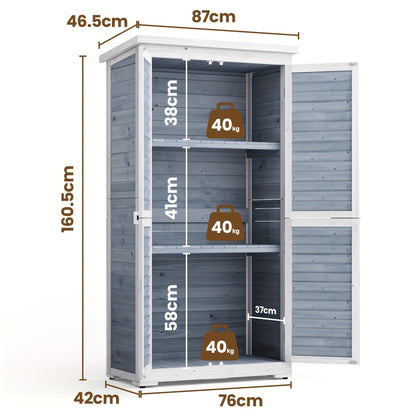 Houten Tuinkast – Tuinkast Met Schuifdeuren – Tuinberging – Buitenkast – Opbergkast – Grijs – 2-Laags Met Ruime Legplanken – Stevig Houten Materiaal