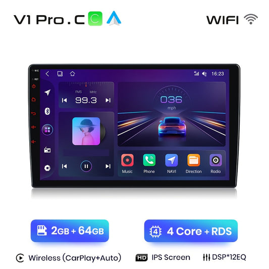 2Din Multimedia Speler – Autoradio – Car Multimedia – GPS Navigatie – Android Auto Speler – 9 Inch IPS Touchscreen – Draadloze CarPlay – 2GB RAM 64GB Intern Geheugen – Plug & Play Voor Peugeot 307 2002-2013