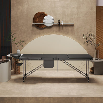 Massagetafel – Behandelbank – Massagebed – Therapietafel – Massagestoel – Verstelbaar 62-83 cm – Aluminium Frame – Max Draagkracht 230 kg – Zwart