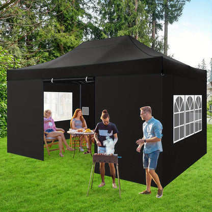 Partytent – Paviljoen – Vouwtent – Overkapping – Tuintent – 3x4,5m – Waterdicht Polyester – Verstelbare Hoogte met 4 Zijwanden