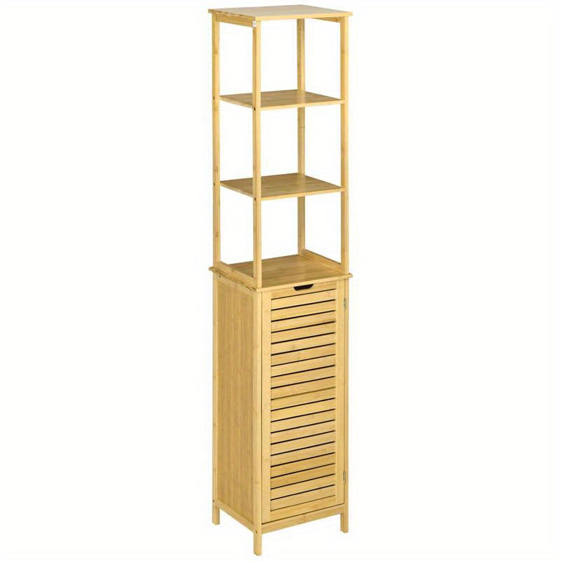 Hoge Badkamerkast – Hoge Kast – Opbergkast – Badkamerrek – Opbergmeubel – 3 Planken Achter Deur – Compact 173 cm Hoog – Eenvoudige Montage Zonder Gereedschap