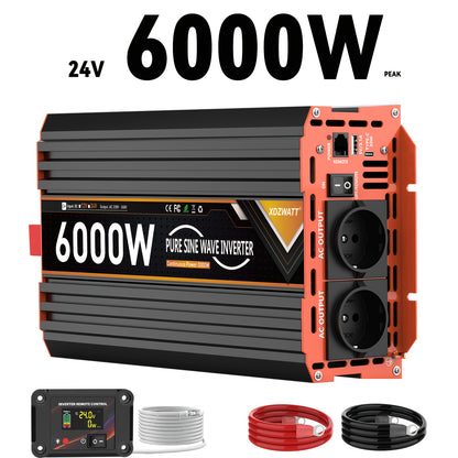 24V 6000W Omvormer – Spanningsomzetter – Stroomomzetter – Inverter – Energie-omzetter – Pure Sinusgolf – LCD Display & Afstandsbediening
