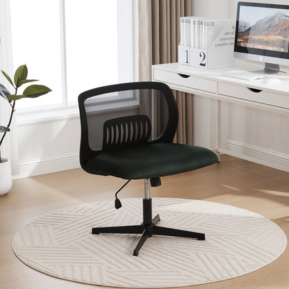 Armless Office Chair with Rocking Function & Height Adjustment - 360° Swivel, Ergonomic Cross-Legged Design, Lightweight Durable Plastic Frame, Manual Recline Handle - Spacious Reading/Living Room Chair for Home Office, 5 Co