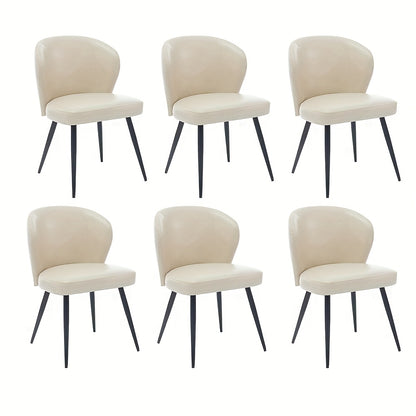 Eetkamerstoel – Stoel – Kuipstoel – Woonkamerstoel – Bureaustoel – Set Van 6 – Modern Kunstleer – Met Armleuning – Beige