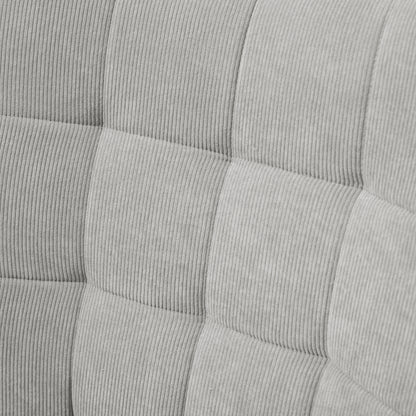 Accentstoel met Ottomaan – Relaxfauteuil – Zithoekstoel – Loungestoel – Fauteuil – Cord-Look Stof – Stevige Houten Poten – Grijs