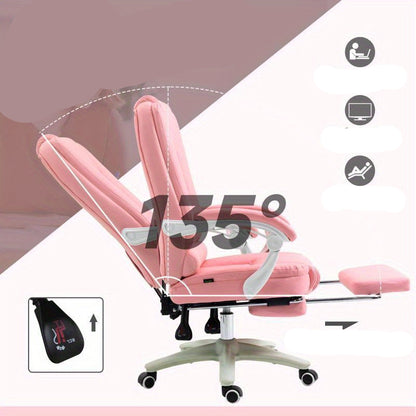Bureaustoel – Werkstoel – Bureaustoel Ergonomisch – Bureaustoel Verstelbaar – Bureaustoel Met Wieltjes – Pink – Traagschuim Zitkussen – Lendensteun Metalen Frame