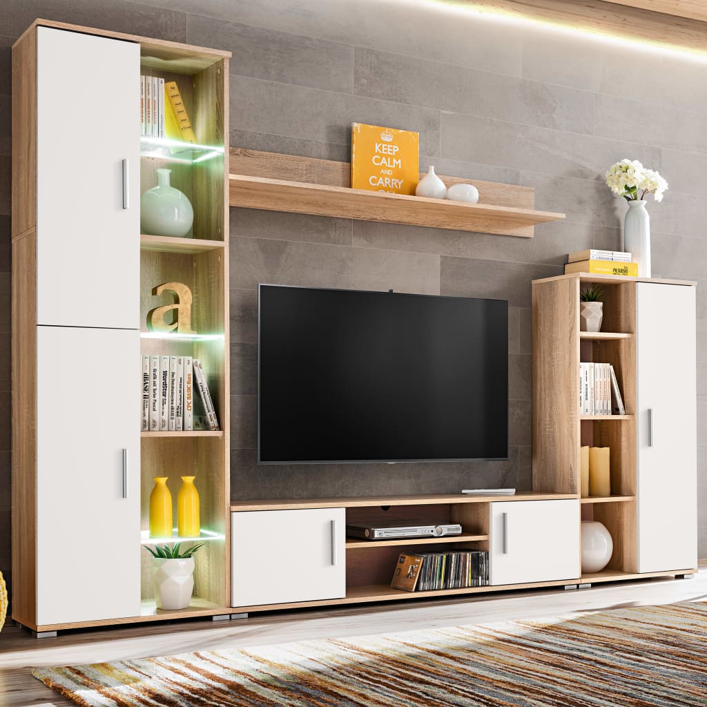 Tv Meubel – TV Kast – Wandmeubel – TV Dressoir – Wandkast – LED Verlichting – Spaanplaat Hoogwaardige Afwerking – USB Aansluiting