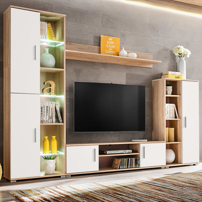 Tv Meubel – TV Kast – Wandmeubel – TV Dressoir – Wandkast – LED Verlichting – Spaanplaat Hoogwaardige Afwerking – USB Aansluiting
