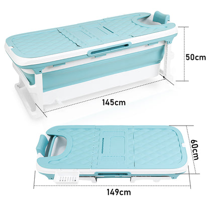 Opvouwbaar Bad – Opvouwbare Badkuip – Mobiel Bad – Ligbad – Zitbad – 149x60x50 cm – PP+TPE Materiaal – Inclusief Wieltjes en Afdekhoes